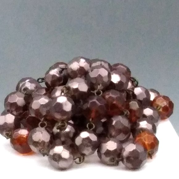 Autumn Colors Faceted Crystal Necklace, Muted Sparkle in Orange and Brown Beads - Picture 2 of 4
